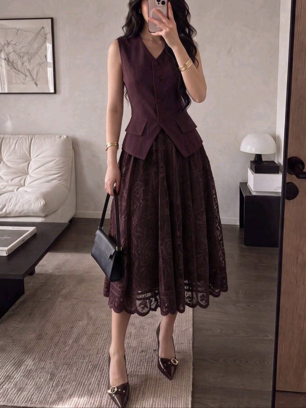 Woven Sleeveless V-Neck Cinched Waist Button-Up Faux Pocket A-Line Elegant
